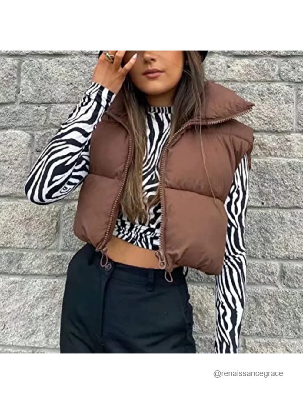 Women's Cropped Puffer Vest Lightweight Sleeveless Quilted Zip Gilet